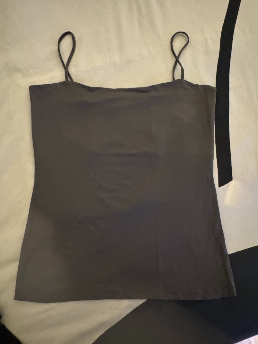 H&M Charcoal Gray Spaghetti Strap Cami | Minimal Stretch Tank Top Sz L